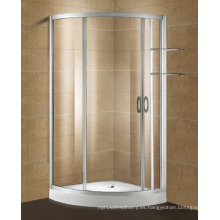 Puerta de ducha de vidrio de perfil de aluminio con estante de champú